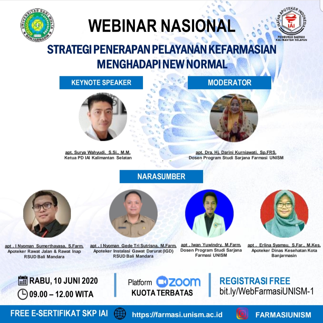 WEBINAR NASIONAL FARMASI: STRATEGI PENERAPAN PELAYANAN KEFARMASIAN ...